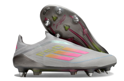 Adidas F50 Elite Laceless SG Soft Ground Soccer Cleats - Grey/Pink/Yellow