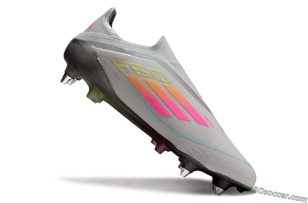 Adidas F50 Elite Laceless SG Soft Ground Soccer Cleats - Grey/Pink/Yellow 4