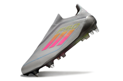 Adidas F50 Elite Laceless SG Soft Ground Soccer Cleats - Grey/Pink/Yellow