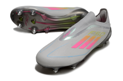 Adidas F50 Elite Laceless SG Soft Ground Soccer Cleats - Grey/Pink/Yellow