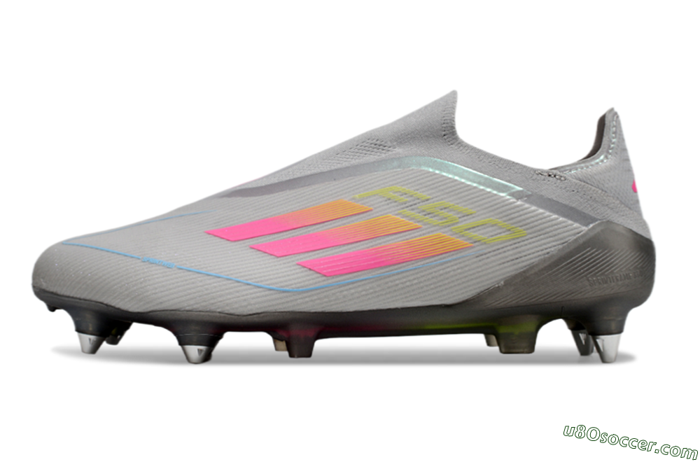 Adidas F50 Elite Laceless SG Soft Ground Soccer Cleats - Grey/Pink/Yellow 2