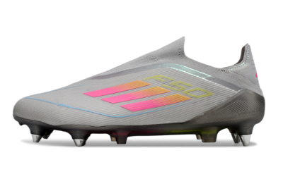 Adidas F50 Elite Laceless SG Soft Ground Soccer Cleats - Grey/Pink/Yellow