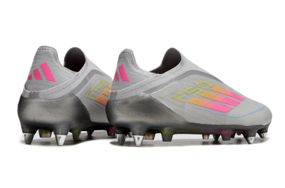Adidas F50 Elite Laceless SG Soft Ground Soccer Cleats - Grey/Pink/Yellow