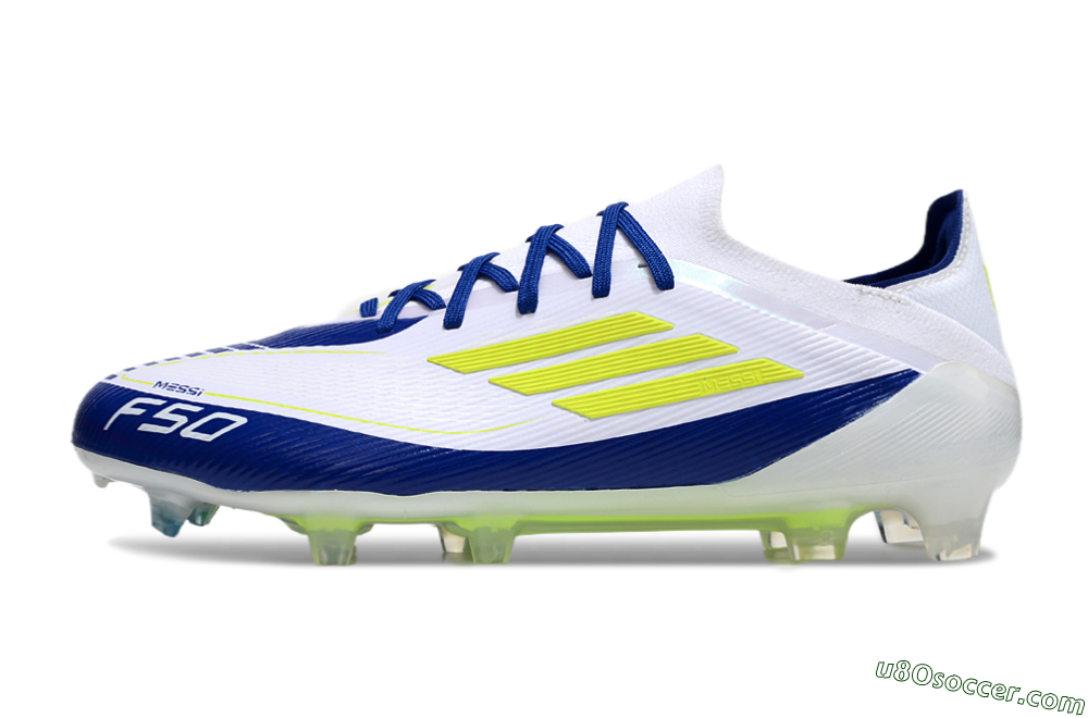 Messi x Adidas F50 Elite FG Firm Ground Soccer Cleats - White/Blue/Yellow 2