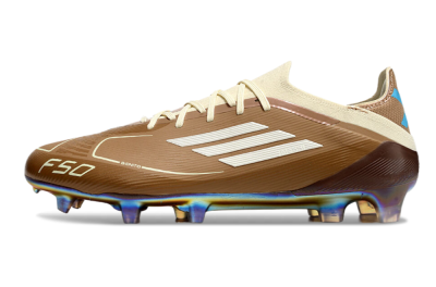 Messi x Adidas F50 Elite Benito FG Firm Ground Soccer Cleats - Brown/White/Blue