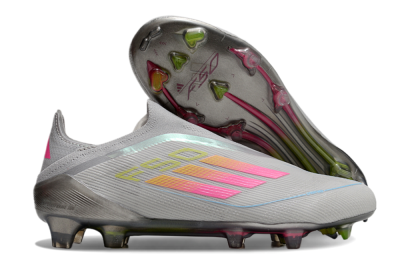 Adidas F50 Elite Laceless FG Firm Ground Soccer Cleats - Grey/Pink/Yellow