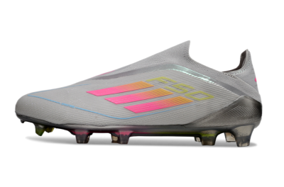 Adidas F50 Elite Laceless FG Firm Ground Soccer Cleats - Grey/Pink/Yellow