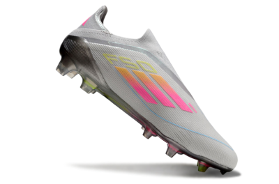 Adidas F50 Elite Laceless FG Firm Ground Soccer Cleats - Grey/Pink/Yellow