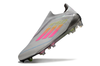 Adidas F50 Elite Laceless FG Firm Ground Soccer Cleats - Grey/Pink/Yellow