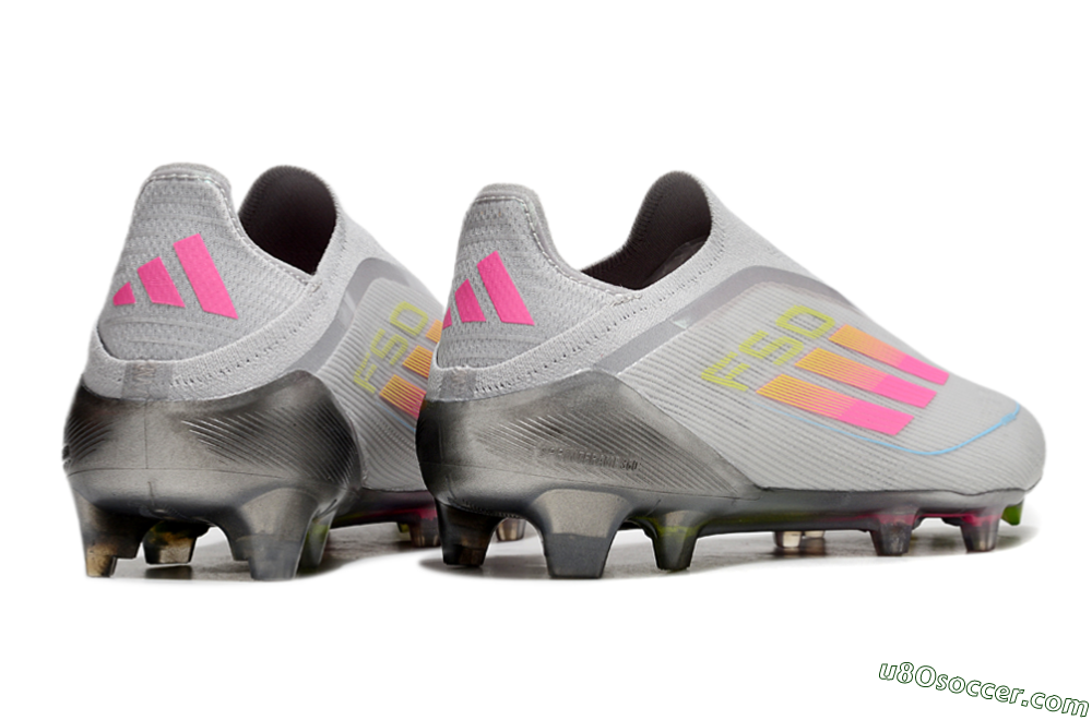 Adidas F50 Elite Laceless FG Firm Ground Soccer Cleats - Grey/Pink/Yellow 6