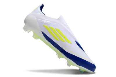 Messi x Adidas F50 Elite Laceless FG Firm Ground Soccer Cleats - White/Blue/Yellow