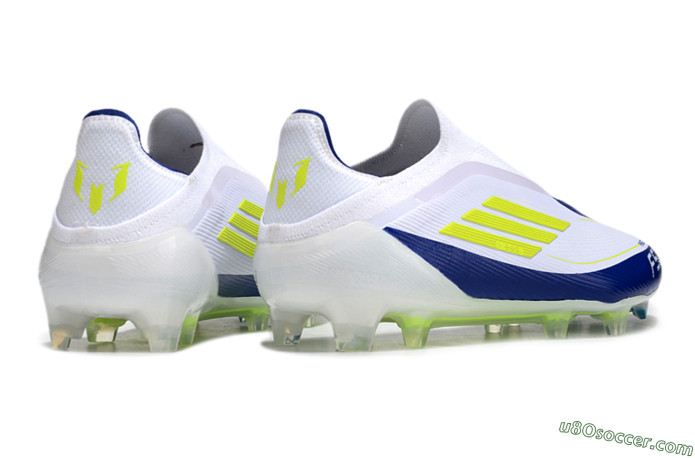 Messi x Adidas F50 Elite Laceless FG Firm Ground Soccer Cleats - White/Blue/Yellow 6