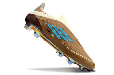 Messi x Adidas F50 Elite Laceless Benito FG Firm Ground Soccer Cleats - Brown/White/Blue