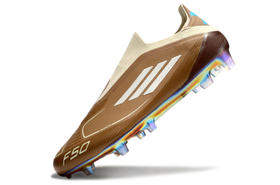 Messi x Adidas F50 Elite Laceless Benito FG Firm Ground Soccer Cleats - Brown/White/Blue