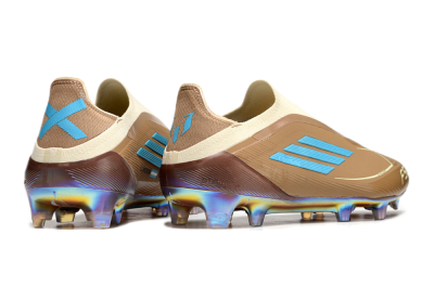 Messi x Adidas F50 Elite Laceless Benito FG Firm Ground Soccer Cleats - Brown/White/Blue