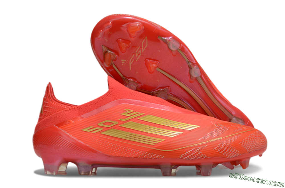 Adidas F50 Elite Laceless FG Firm Ground Soccer Cleats - Red/Gold 1