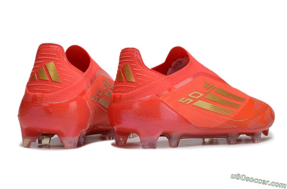 Adidas F50 Elite Laceless FG Firm Ground Soccer Cleats - Red/Gold 6