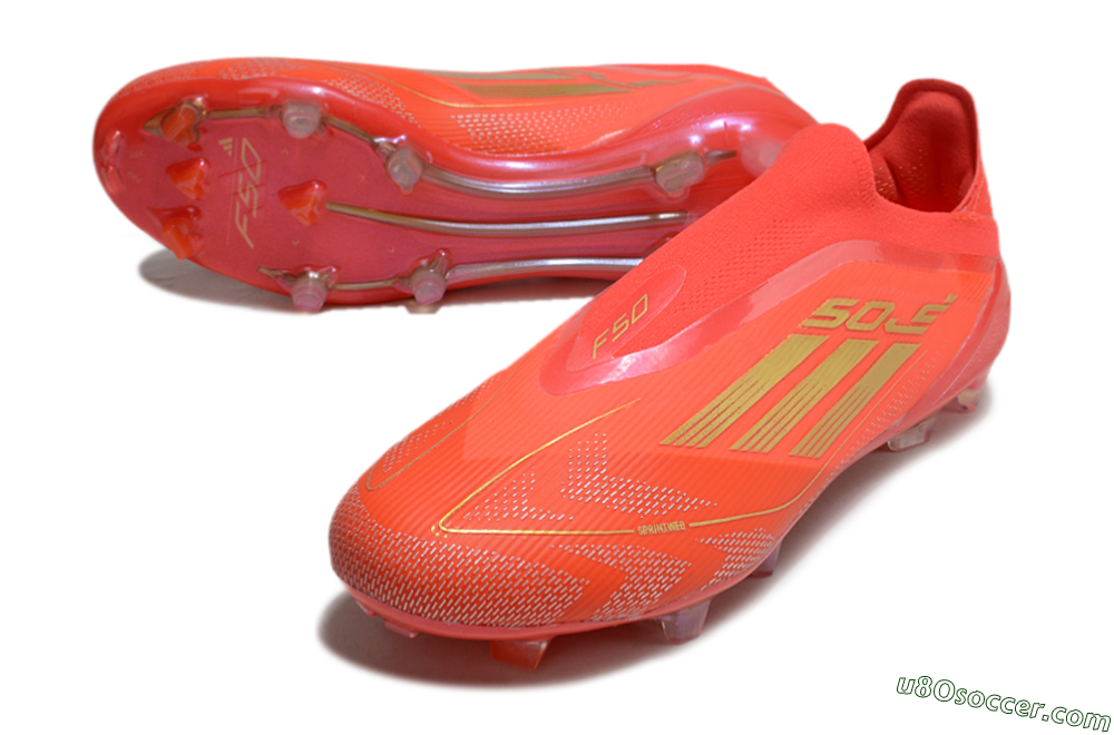 Adidas F50 Elite Laceless FG Firm Ground Soccer Cleats - Red/Gold 3
