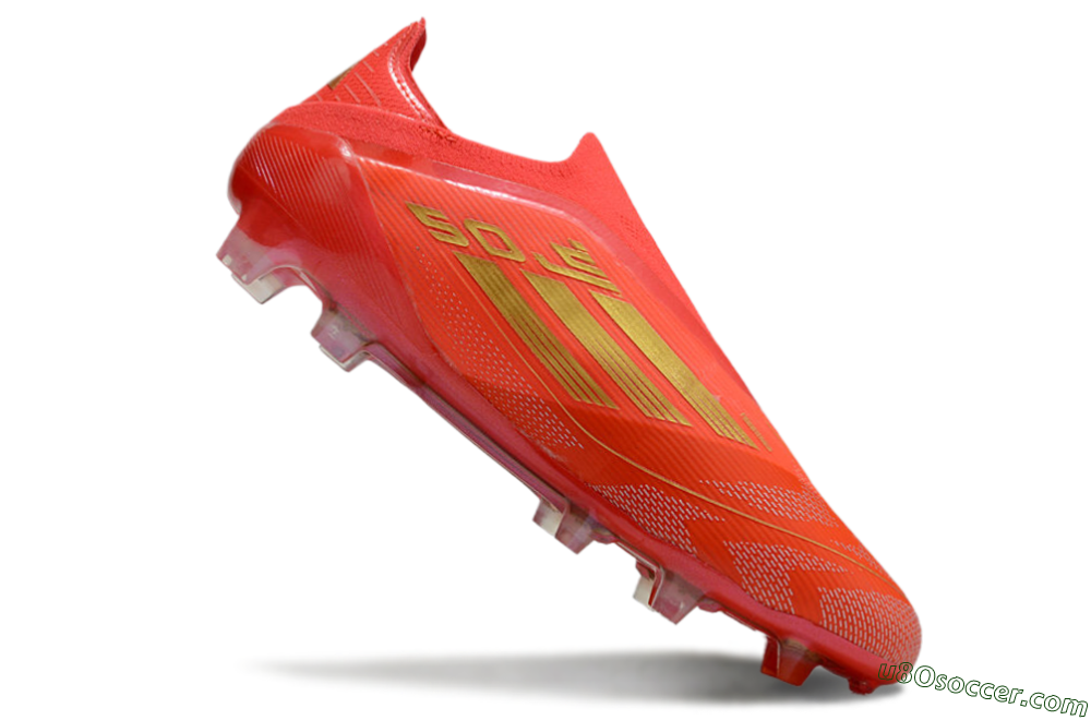Adidas F50 Elite Laceless FG Firm Ground Soccer Cleats - Red/Gold 4