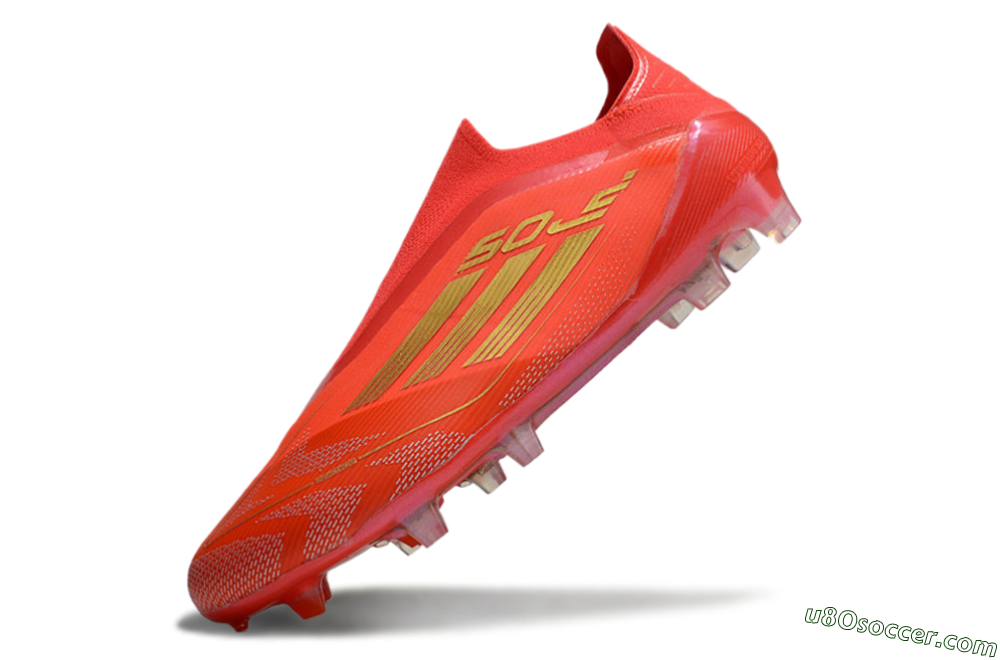Adidas F50 Elite Laceless FG Firm Ground Soccer Cleats - Red/Gold 5