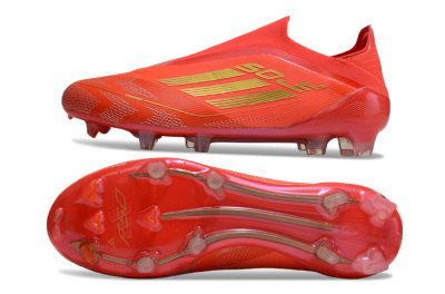 Adidas F50 Elite Laceless FG Firm Ground Soccer Cleats - Red/Gold