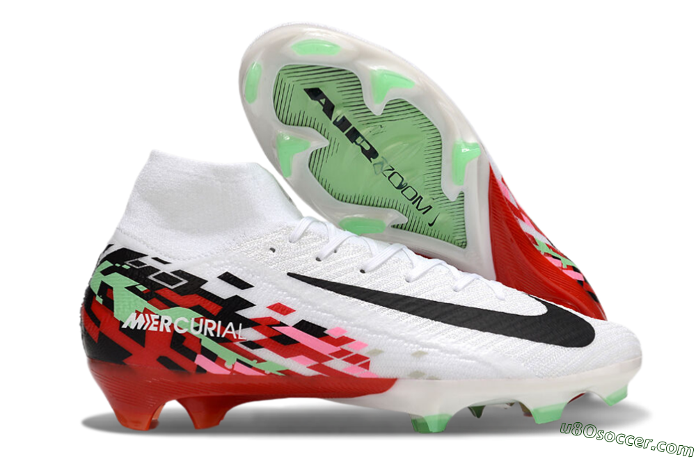Nike Air Zoom Mercurial Superfly 10 Elite FG Firm Ground Soccer Cleats - White/Black/Red 1