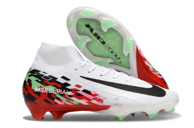 Nike Air Zoom Mercurial Superfly 10 Elite FG Firm Ground Soccer Cleats - White/Black/Red