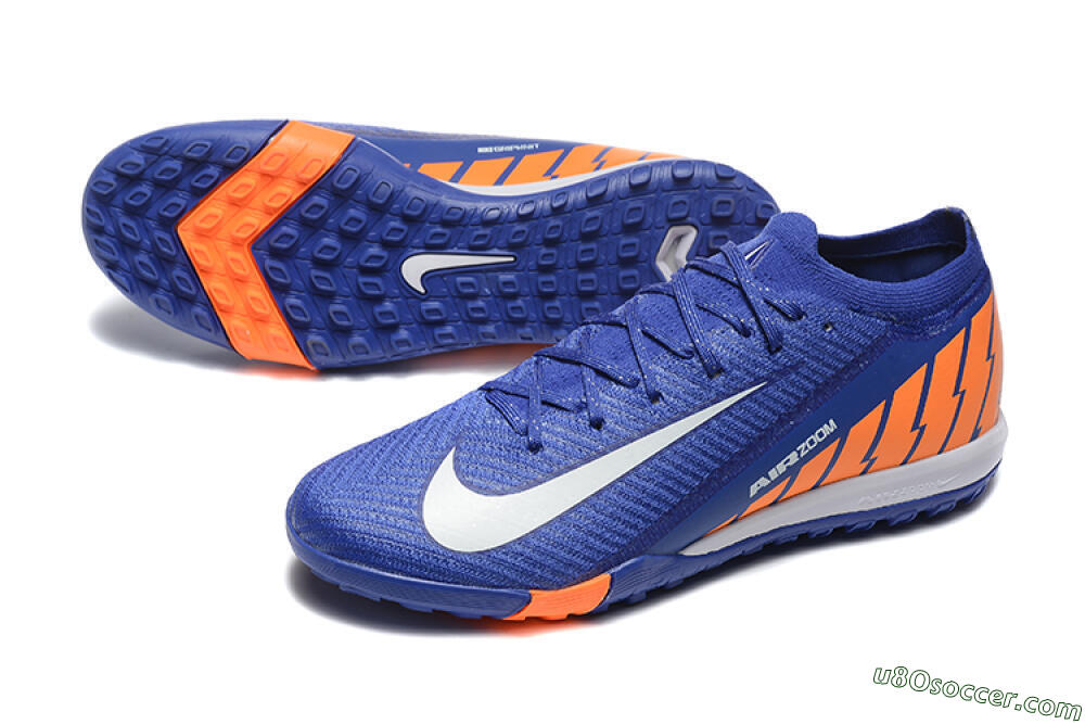 Nike Air Zoom Mercurial Vapor 16 Elite TF Artificial Turf Soccer Shoes - Blue/White/Orange 3