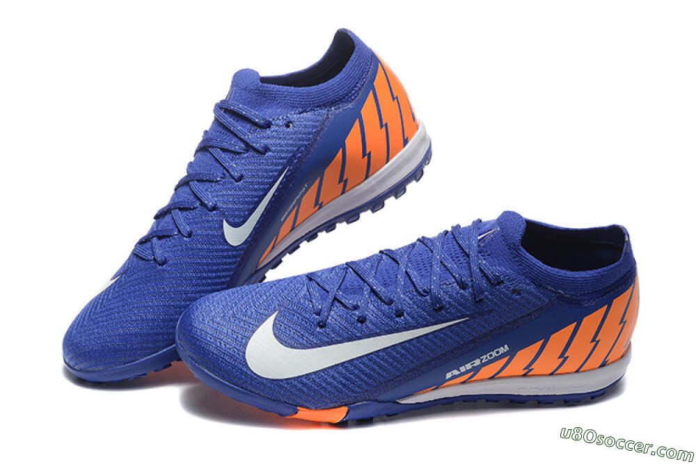Nike Air Zoom Mercurial Vapor 16 Elite TF Artificial Turf Soccer Shoes - Blue/White/Orange 6