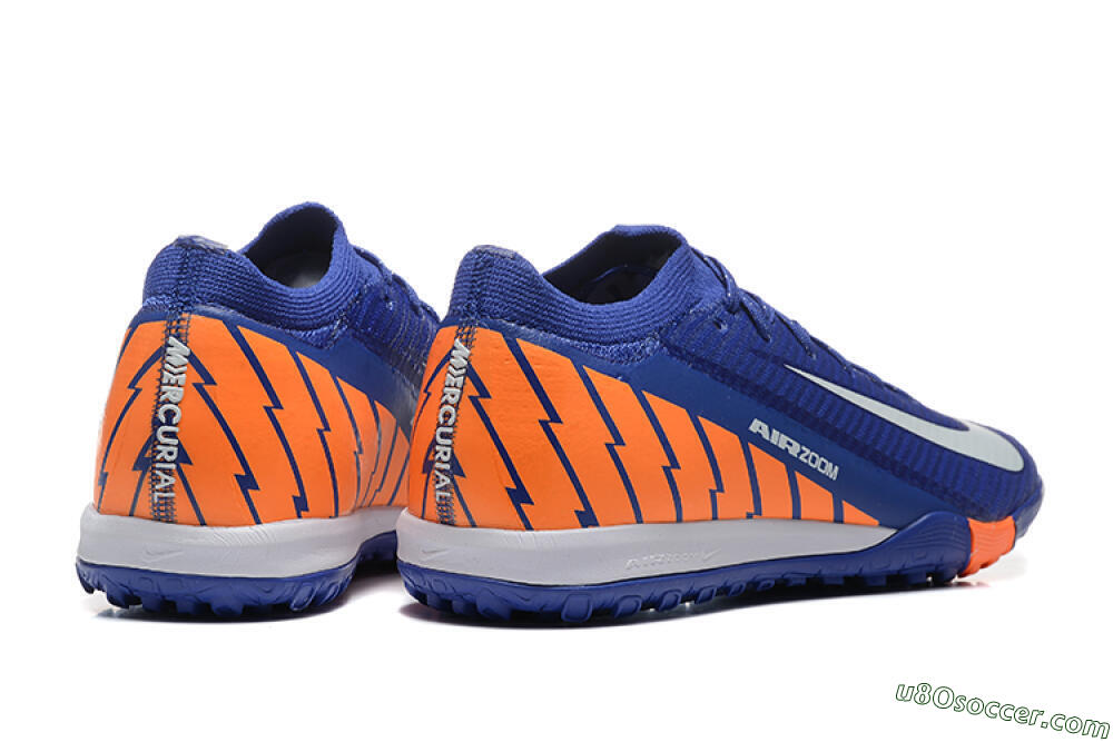 Nike Air Zoom Mercurial Vapor 16 Elite TF Artificial Turf Soccer Shoes - Blue/White/Orange 9