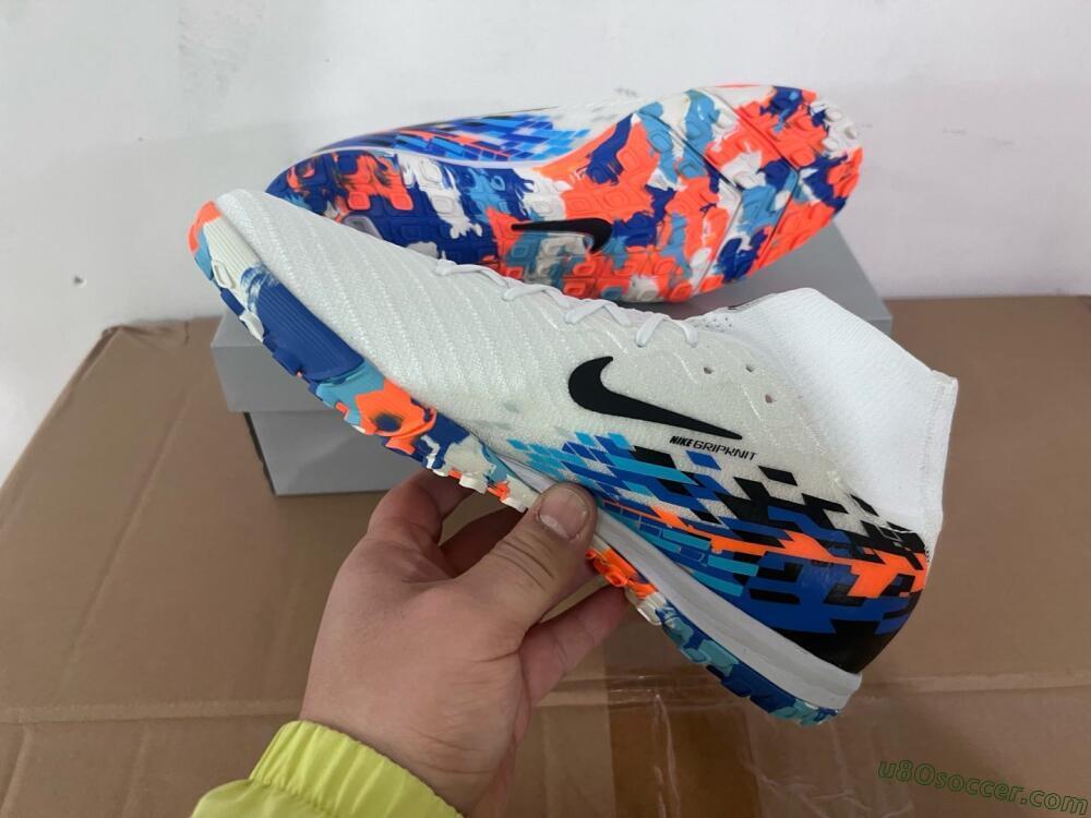 Nike Air Zoom Mercurial Superfly 10 Elite TF Artificial Turf Soccer Shoes - White/Blue/Orange