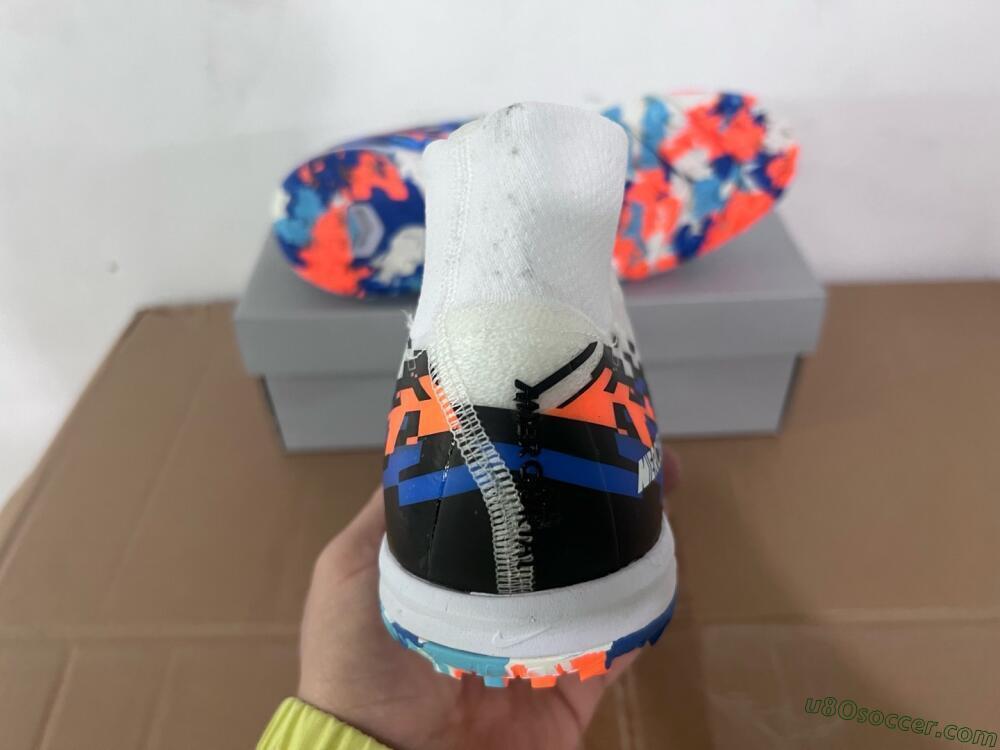 Nike Air Zoom Mercurial Superfly 10 Elite TF Artificial Turf Soccer Shoes - White/Blue/Orange