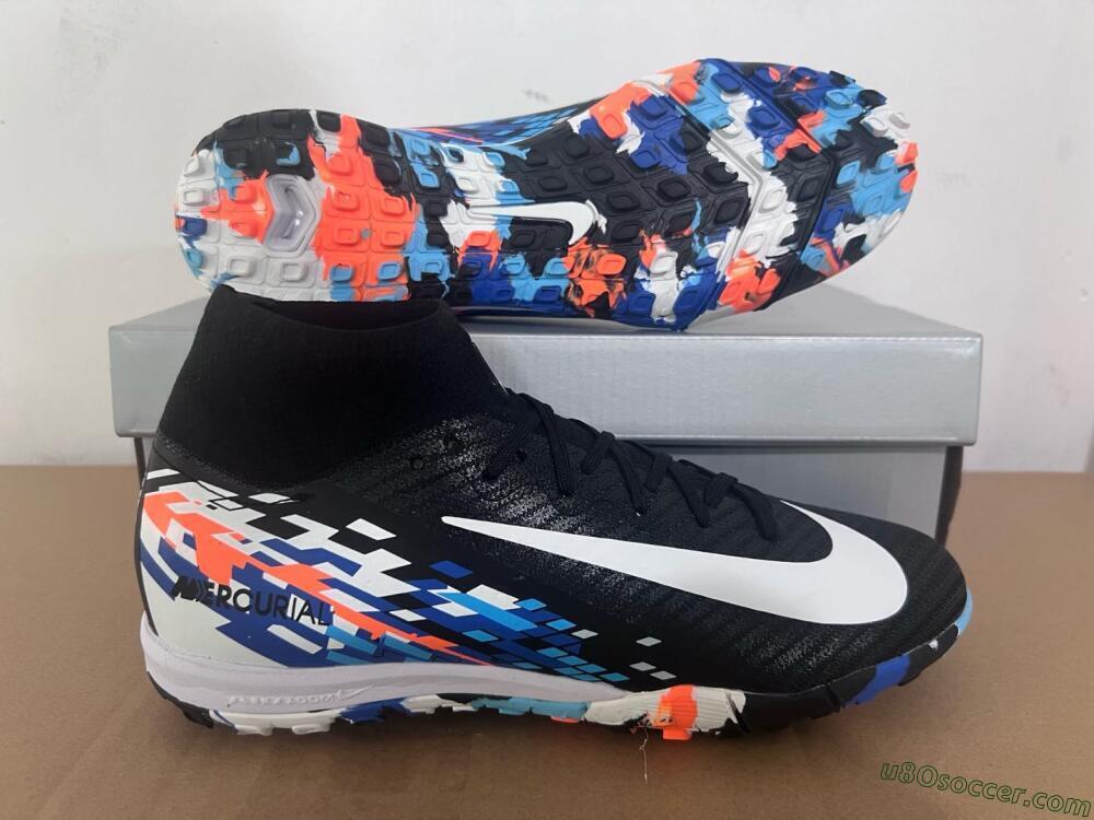 Nike Air Zoom Mercurial Superfly 10 Elite TF Artificial Turf Soccer Shoes - Black/Blue/Orange