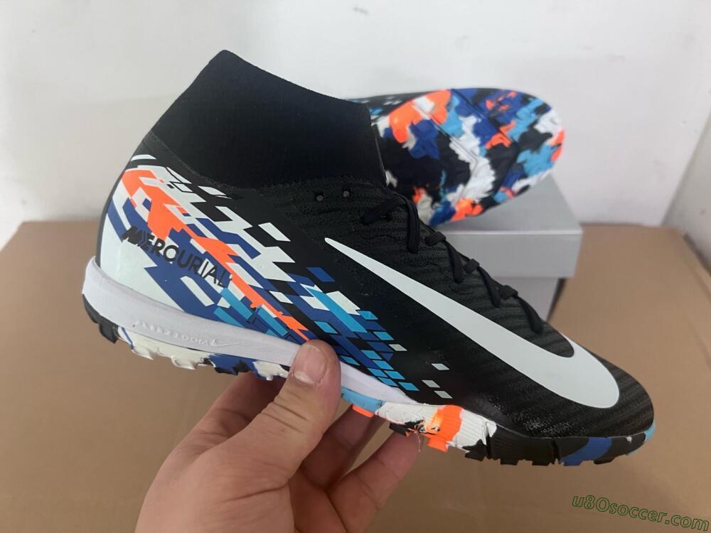 Nike Air Zoom Mercurial Superfly 10 Elite TF Artificial Turf Soccer Shoes - Black/Blue/Orange