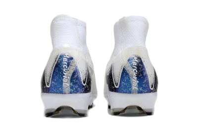 Nike Air Zoom Mercurial Superfly 10 Elite FG Firm Ground Soccer Cleats - White/Black/Blue