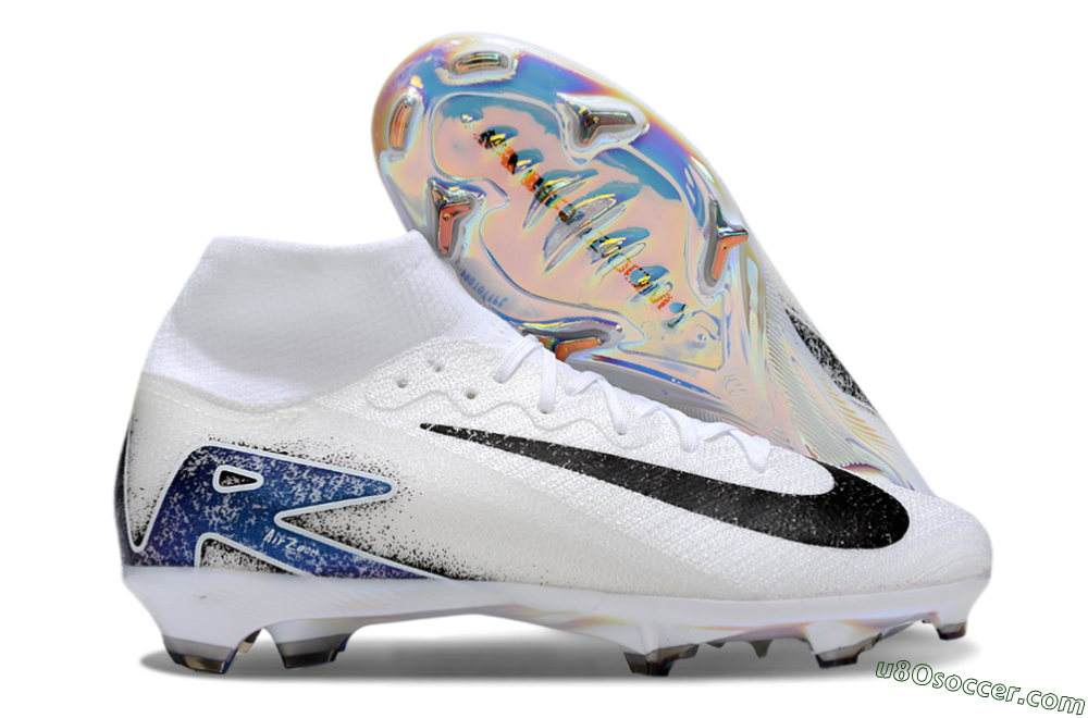 Nike Air Zoom Mercurial Superfly 10 Elite FG Firm Ground Soccer Cleats - White/Black/Blue 1