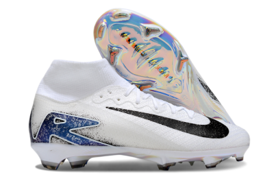 Nike Air Zoom Mercurial Superfly 10 Elite FG Firm Ground Soccer Cleats - White/Black/Blue