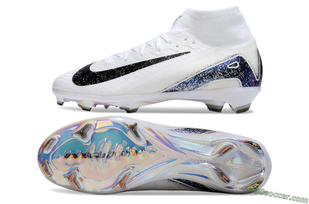 Nike Air Zoom Mercurial Superfly 10 Elite FG Firm Ground Soccer Cleats - White/Black/Blue 0