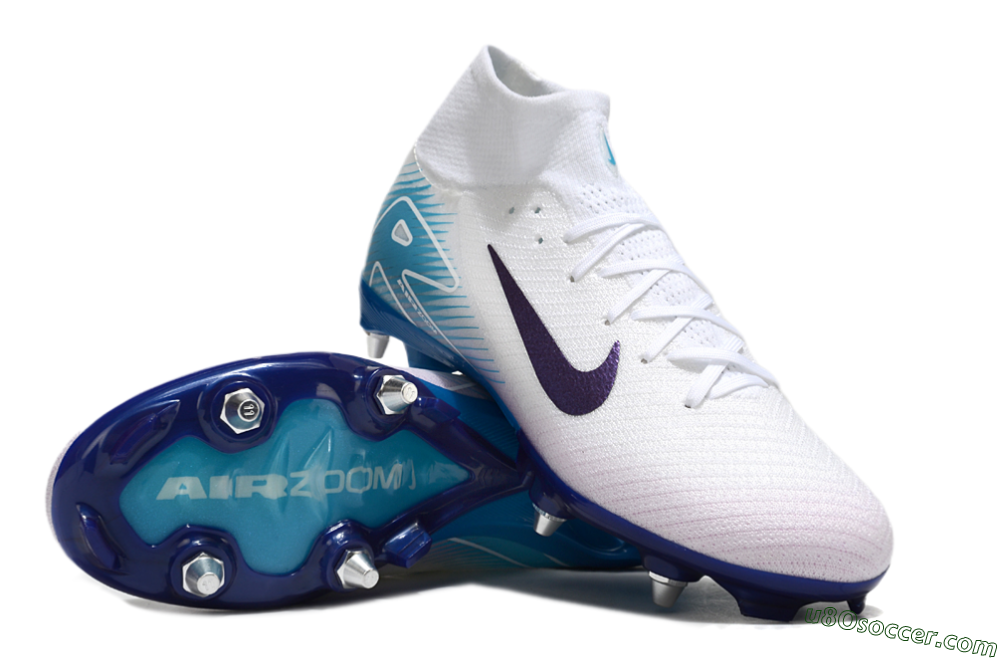 Nike Air Zoom Mercurial Superfly 10 Elite SG Soft Ground Soccer Cleats - White/Purple/Blue 3