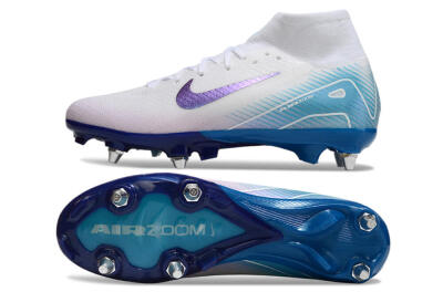 Nike Air Zoom Mercurial Superfly 10 Elite SG Soft Ground Soccer Cleats - White/Purple/Blue