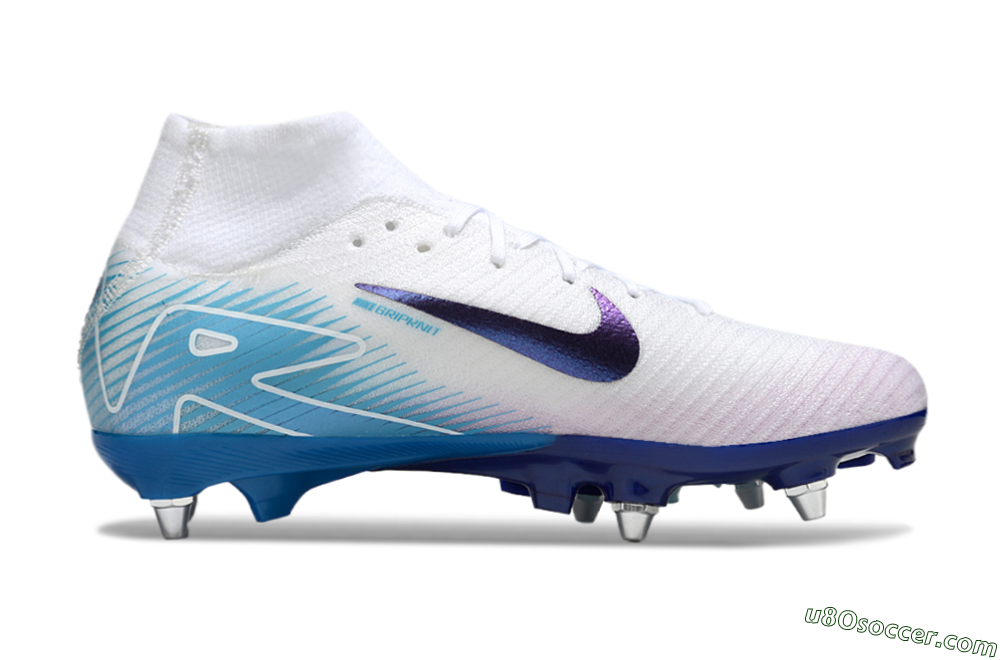 Nike Air Zoom Mercurial Superfly 10 Elite SG Soft Ground Soccer Cleats - White/Purple/Blue 7