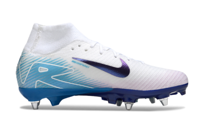 Nike Air Zoom Mercurial Superfly 10 Elite SG Soft Ground Soccer Cleats - White/Purple/Blue