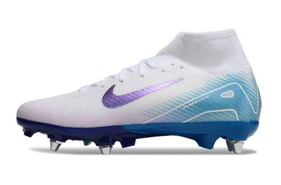 Nike Air Zoom Mercurial Superfly 10 Elite SG Soft Ground Soccer Cleats - White/Purple/Blue