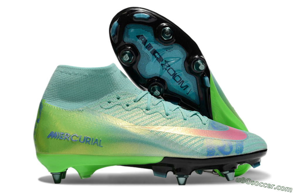 Nike Air Zoom Mercurial Superfly 10 Elite SG Soft Ground Soccer Cleats - Jade/Pink/Blue 1