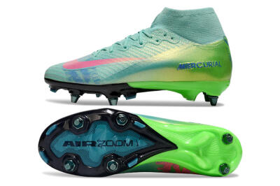 Nike Air Zoom Mercurial Superfly 10 Elite SG Soft Ground Soccer Cleats - Jade/Pink/Blue