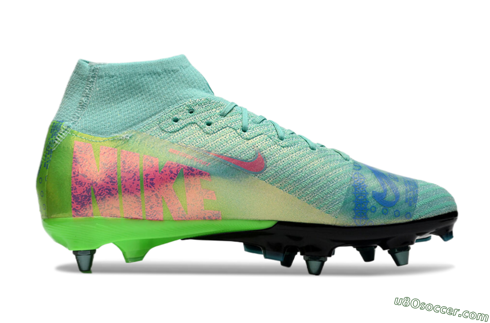 Nike Air Zoom Mercurial Superfly 10 Elite SG Soft Ground Soccer Cleats - Jade/Pink/Blue 7