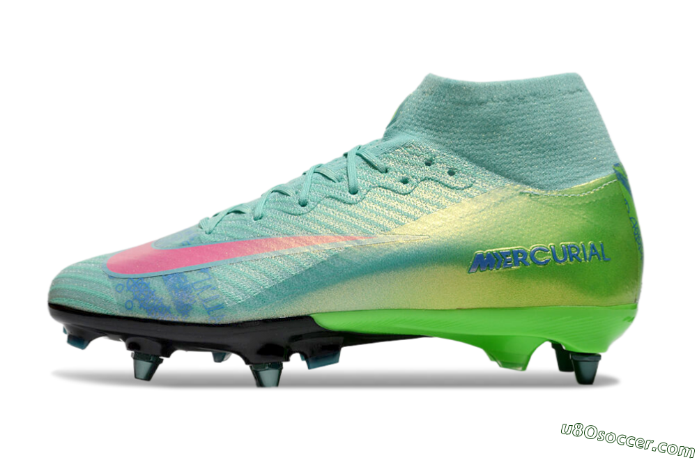 Nike Air Zoom Mercurial Superfly 10 Elite SG Soft Ground Soccer Cleats - Jade/Pink/Blue 2