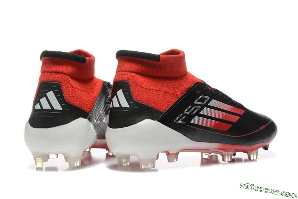 Adidas F50 Elite Mid FG Firm Ground Soccer Cleats - Black/Red/White 5