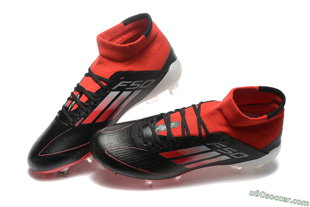 Adidas F50 Elite Mid FG Firm Ground Soccer Cleats - Black/Red/White 3