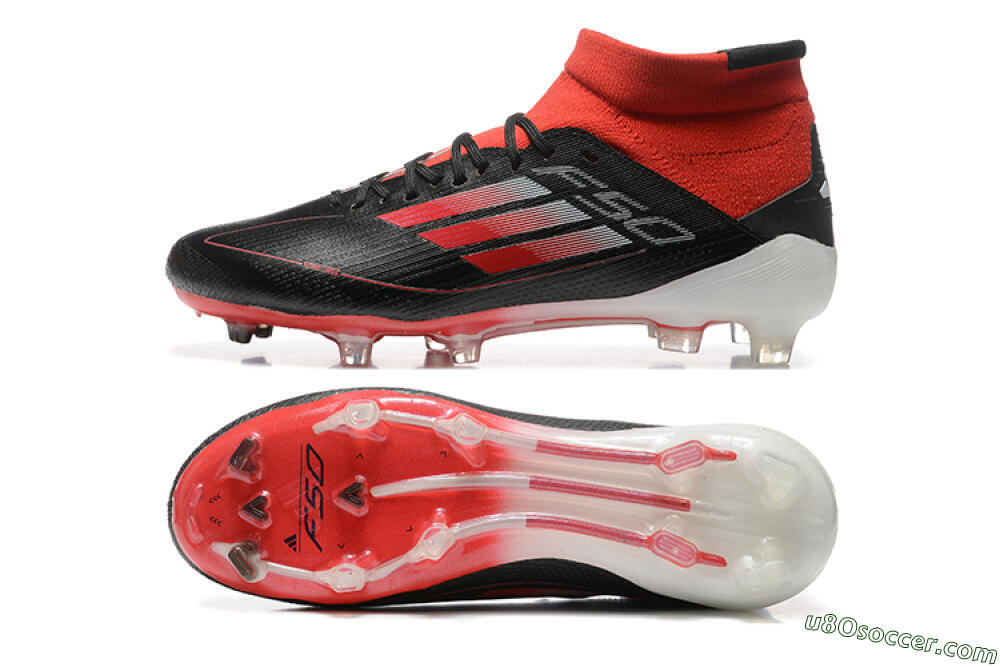 Adidas F50 Elite Mid FG Firm Ground Soccer Cleats - Black/Red/White 0